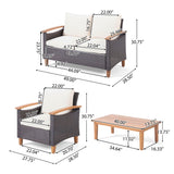 Isla - Transitional Chat Set With Water Resistant Cushions - Teak