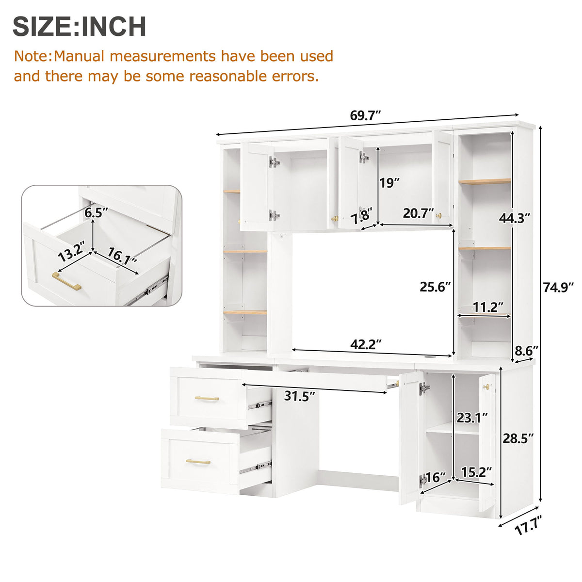 Computer Desk With Hutch, Workstation With Desk Grommet & Keyboard Tray