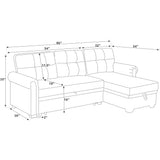 Upholstered Sleeper Sofa With Reversible Storage Chaise - Dark Gray