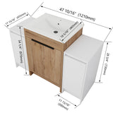 48" Freestanding Bathroom Vanity With Sink And 2 Storage Cabinets, Soft Closing Door - Imitative Oak / White
