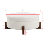 Round Storage Ottoman, Perfect For Sofa - Cream