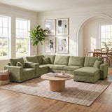 Modular 5 Seat U-Shape Sectional Sofa With Chaise Lounge, Built In Cup Holders And Storage Drawer