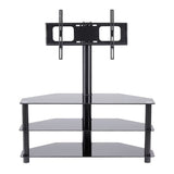 43.3" Multi-Function TV Stand Height Adjustable Bracket Swivel 3 Tier - Black