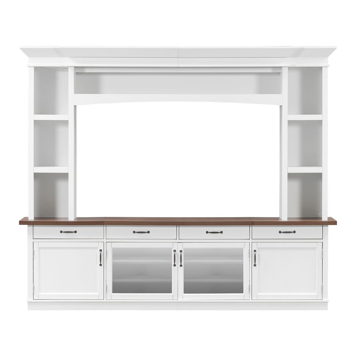Extra Long TV Stand With 7 Color LED Lights, Adjustable Shelves & Storage Cabinets