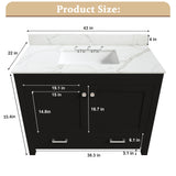 Bathroom Vanity Set, Fluted Cabinet, Soft Close Doors & Drawers, 3 Faucet Holes, Sink Included - Black