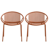 Stackable Outdoor Chairs With Breathable Plastic Backrest (Set of 2)