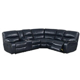 Power Motion Reclining Sectional Sofa With Console Cup Holders And USB Charging Port - Blue