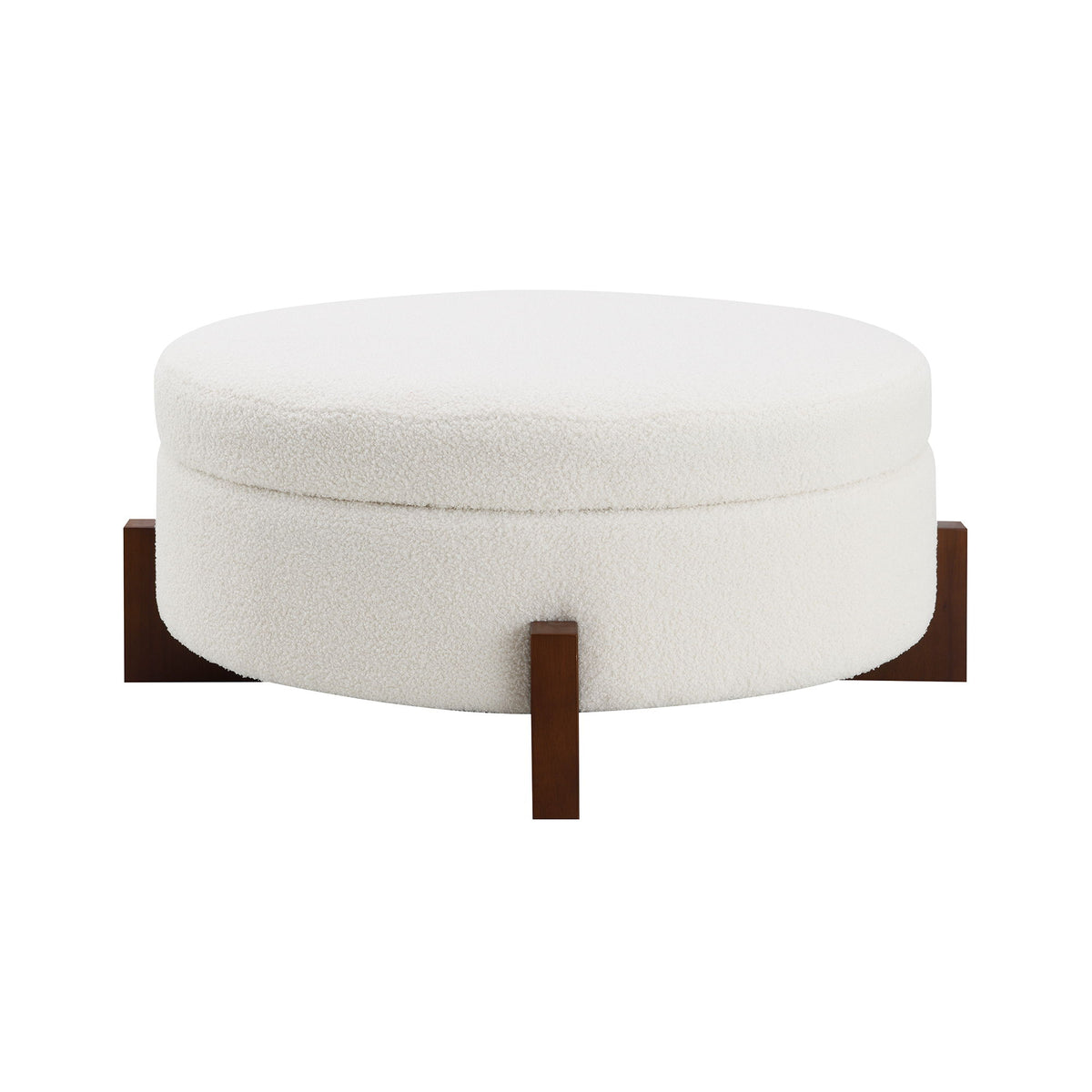 Round Storage Ottoman, Perfect For Sofa - Cream