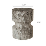 Outdoor Geometric Round End Table - Marble