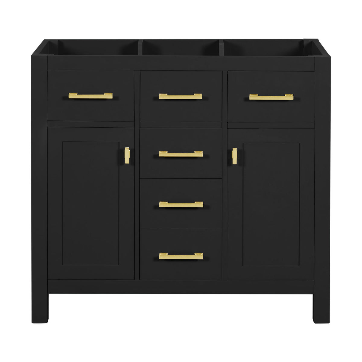 Freestanding Bathroom Vanity With 4 Drawers & 2 Cabinets, Frame Storage Cabinet Only