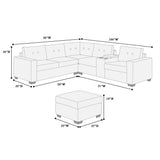 Sectional Set With Reversible Loveseat, USB Console, Corner Wedge & Ottoman