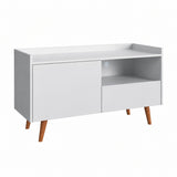TV Stand For TVs Up To 45" With Open Storage Shelf, Cable Management, 1 Door And 1 Drawer