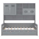Daybed With All-In-One Cabinet And Shelf