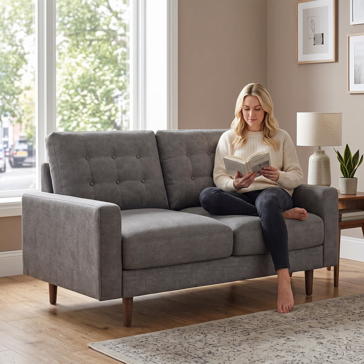 Loveseat Sofa, Tufted Back Upholstered 2 Seat Couch