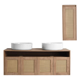 Bathroom Vanity With Art Sink And Side Cabinet, Float Mounting Design