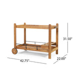 Bar Cart With Wine Bottle Holders, - Black