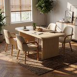 5 Piece Indoor Dining Set With Fluted Table & Chairs - Khaki / Light Oak / Natural
