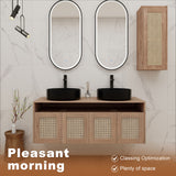Bathroom Vanity With Art Sink And Side Cabinet, Float Mounting Design
