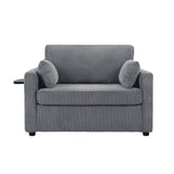 Sleeper Sofa With Foldable Mattress, USB Ports, Side Table & Storage Pocket