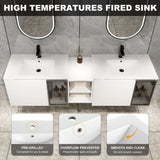 Wall Mounted Bathroom Vanity With Sink, Soft Close Doors, Cabinet & Half Door