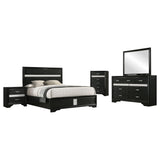 Modern Bedroom Set With Upholstered Headboard And Textured Storage