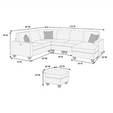 5 Piece Sectional Set With USB Port And Ottoman