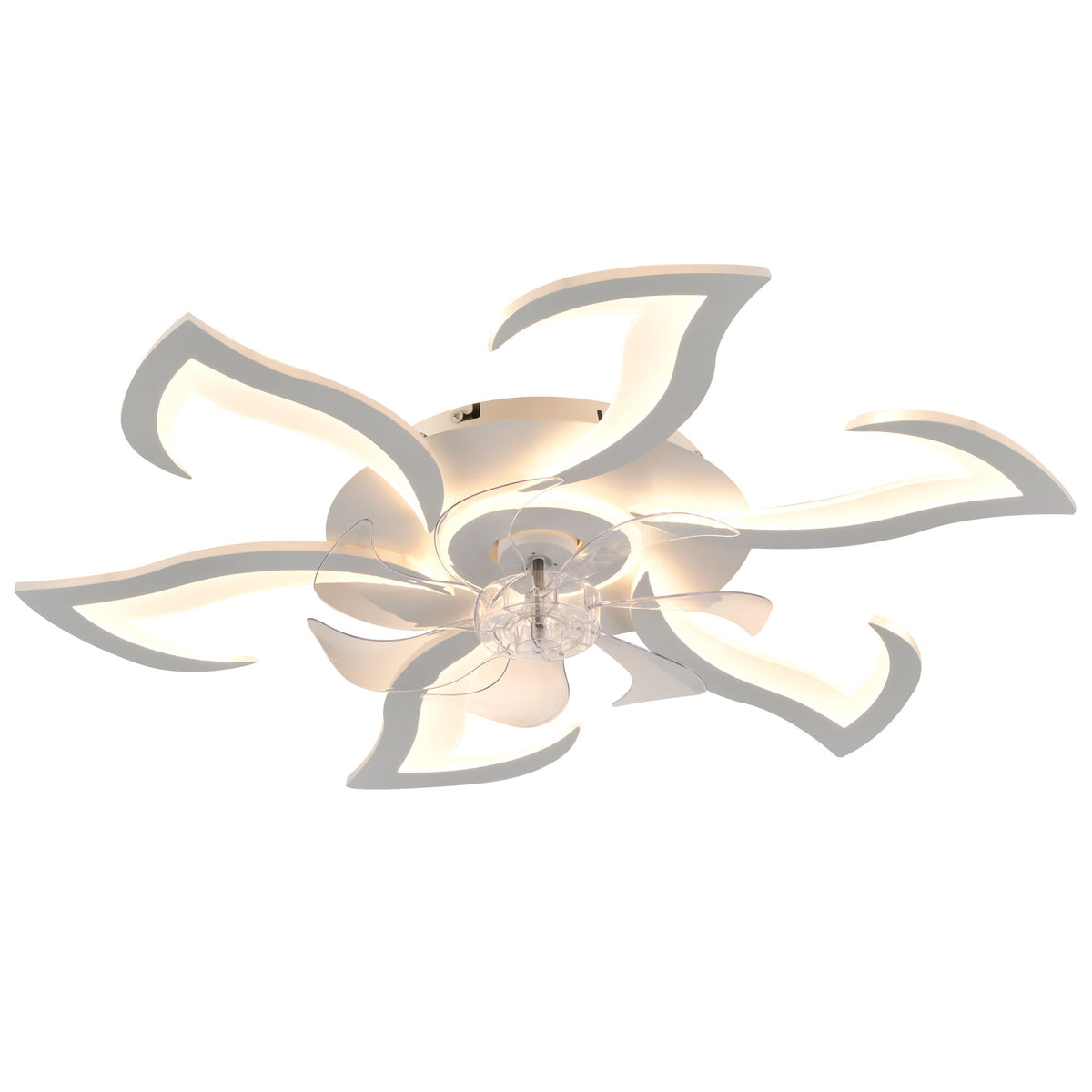 Flower Ceiling Fan With LED Dimmable Light, Flush Mount Ceiling Fan With Remote Control, Low Profile Design, 6 Speeds, Timing Function