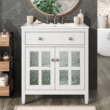 Bathroom Vanity With Ceramic Sink, Adjustable Shelf & Tip Out Tray