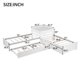 L Shaped Platform Bed With Trundle And Drawers Linked With Built In Desk