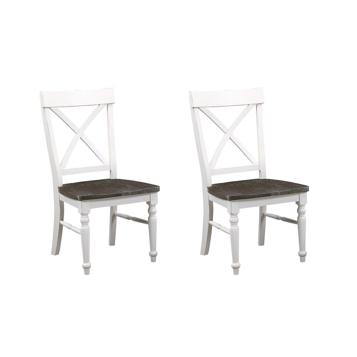 Dining Chairs (Set of 2) - Brown / White