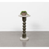 Selena - Round Side Table - White / Gray