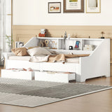 Daybed Frame With Storage Bookcases, 2 Drawers, Charging Station