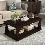 Rectangular Coffee Table With Open Storage Shelf For Living Room - Espresso