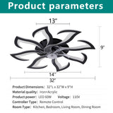 Flower Ceiling Fan With Remote Controlled LED Light, Flush Mount DC Motor Fan