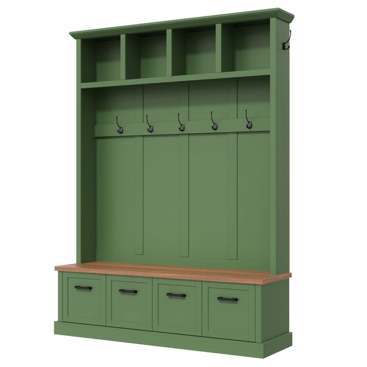 Hall Tree With Storage Bench Mudroom Coat Rack With 6 Hooks