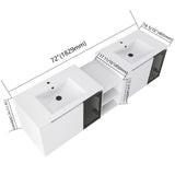 Wall Mounted Bathroom Vanity With Sink, Soft Close Doors, Cabinet & Half Door