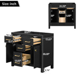 Freestanding Bathroom Vanity With 4 Drawers & 2 Cabinets, Frame Storage Cabinet Only