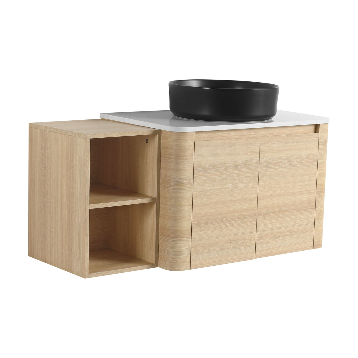 Mounted Bathroom Vanity With Art Sink, Storage Shelves, Soft Close Door