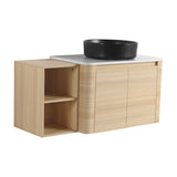 Mounted Bathroom Vanity With Art Sink, Storage Shelves, Soft Close Door