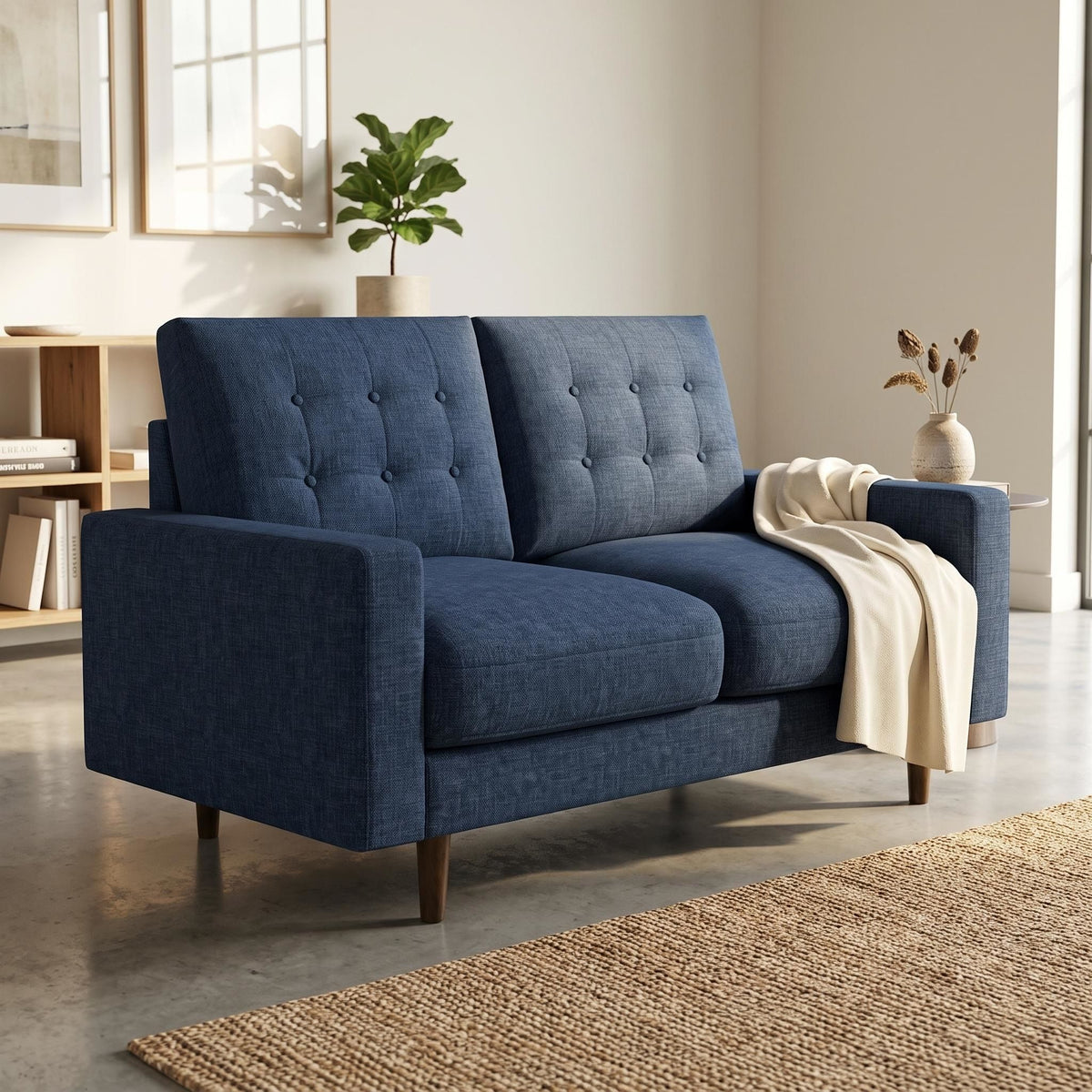 Loveseat Sofa, Tufted Back Upholstered 2 Seat Couch