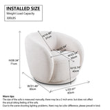 3 Piece Set Curved Sofa, Upholstered 3 Seater With Tight Curved Back For Living Room - White