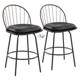 Riley - Claire Farmhouse Fixed Height Counter Stool With Swivel With Round Footrest (Set of 2)