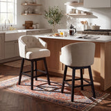 360 Degree Swivel Bar Stool & Stunning Nailhead Trim (Set of 2) - Beige
