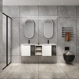 Wall Mounted Bathroom Vanity With Sink, Soft Close Doors, Cabinet & Half Door