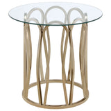 Round Glass Top Table With Polished Metal Base