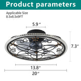 Caged Ceiling Fan With Remote Controlled LED Light - Matte Black