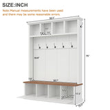 Hall Tree With Storage Bench Mudroom Coat Rack With 6 Hooks