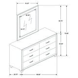 6 Drawer Upholstered Dresser With Mirror - Blue