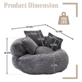 Oversized Bean Bag Chair With 3 Pillows & Armrest - Dark Gray