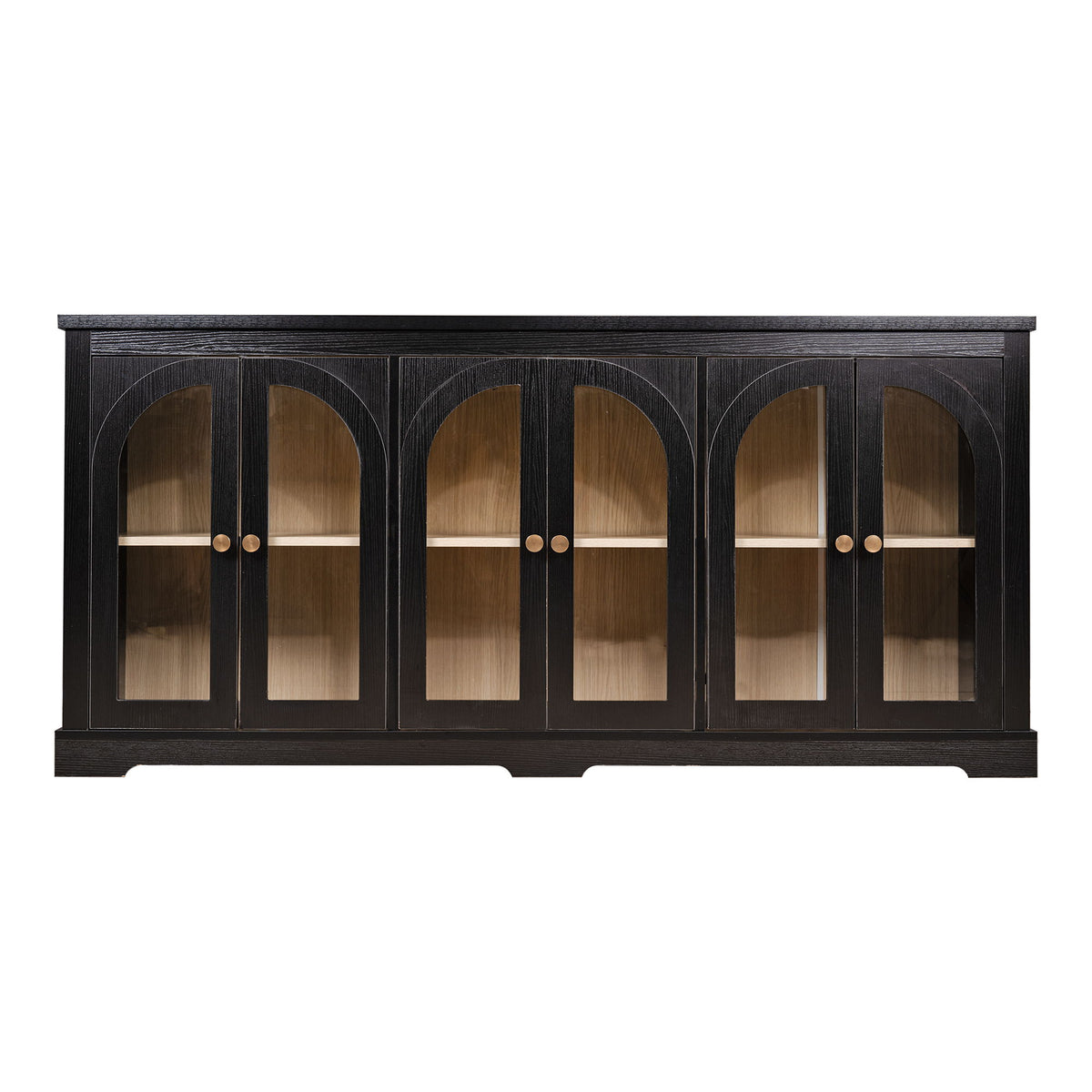 Modern Arched Glass Sideboard With 6 Doors, Buffet Cabinet With Storage And Adjustable Shelves